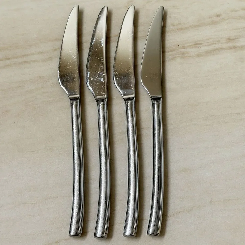 4pc Zwilling J.A. Henckels Opus Dinner Knives Stainless 9” Tip Curves Plain